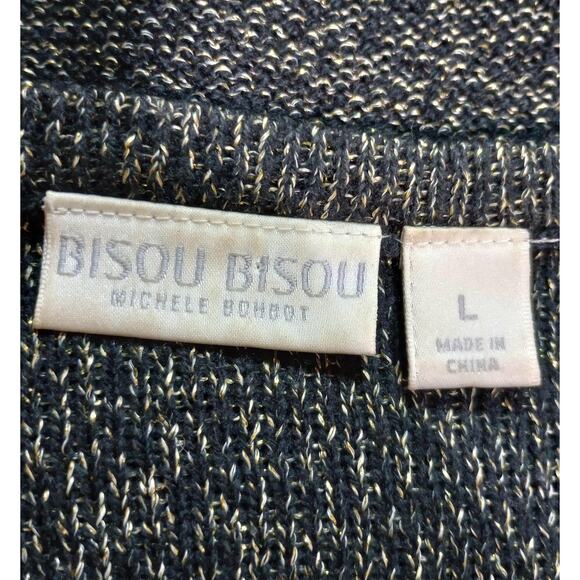 Bisou Bisou Sweater Womens Large Metallic Pullover Hi Low Zipper Long Sleeve - Picture 5 of 7